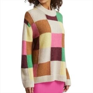 Haptics by Holly Harper Colorful Color Block Checker Knit Sweater Size Small